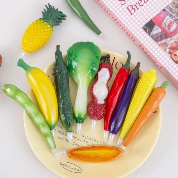 Creative Fruit & Vegetable Gel Pen Set – Cute Ballpoint Pens for Students, Back-to-School Stationery, Kids Rewards & Gifts