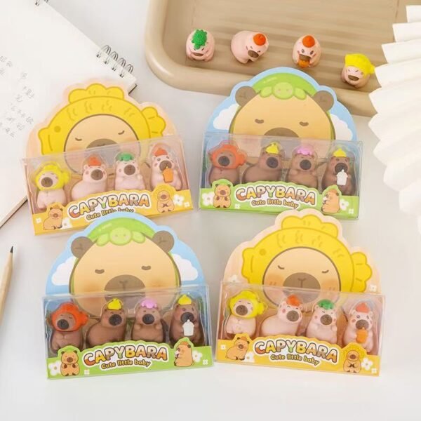 Capybara Erasers Set – Cute Animal Stationery Gift Box for Kids, Students, Party Favors & Christmas Prizes