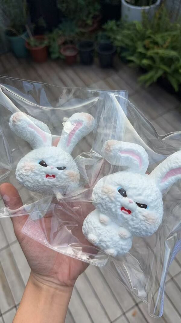 Long-Eared Angry Bunny Squishy — Soft Silicone Stress Relief Toy | Kawaii Squeeze Doll